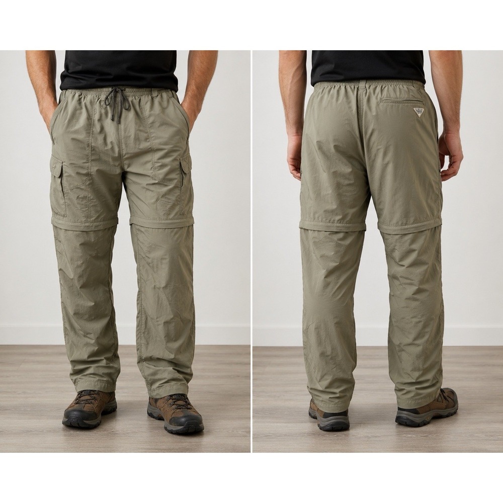 Columbia 34.5 Inseam PFG Cargo Pants XXL High Rise Slash Pockets Zip Off Legs